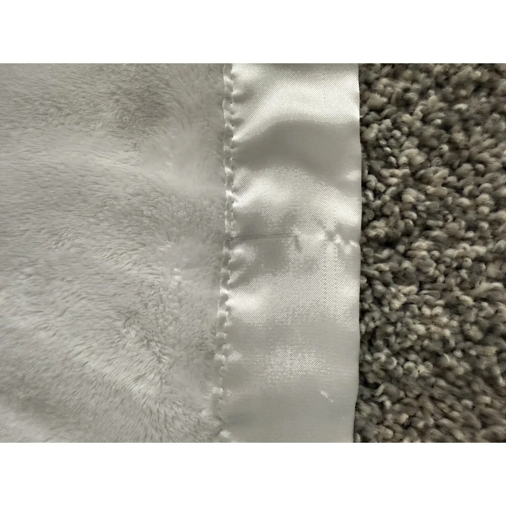 Carter's White Baby Blanket Teddy Bear Bunny Duck Blocks Satin  28x32